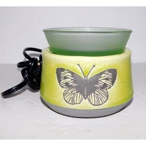 Scentsy Flutter Green Butterfly Wax Warmer Crackle Glaze Electric